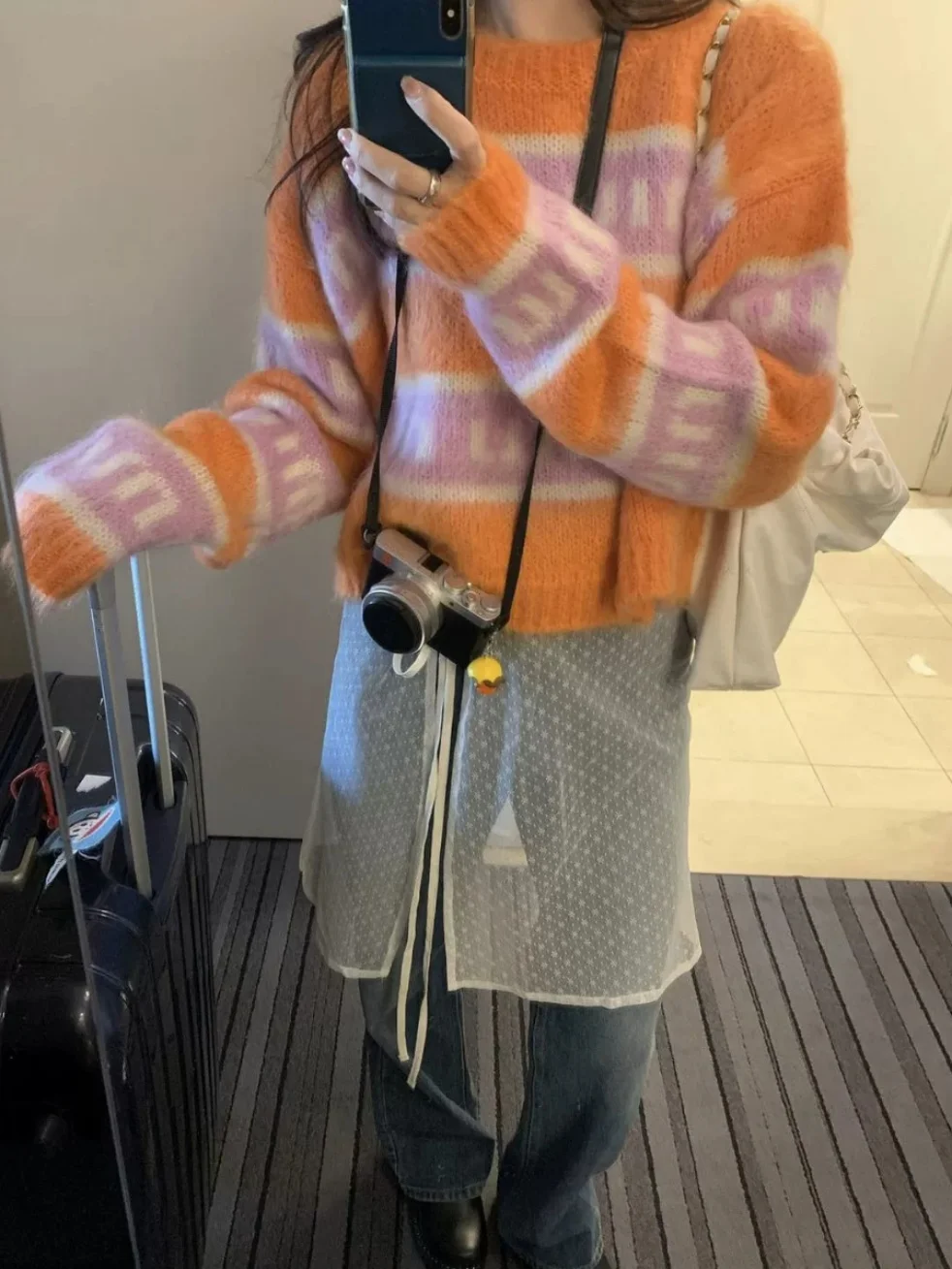 東大門ミーエプロンベースマッチングスカートデニムレースカーテン半透明レーススカートカーテン女性の Faion 春 2025