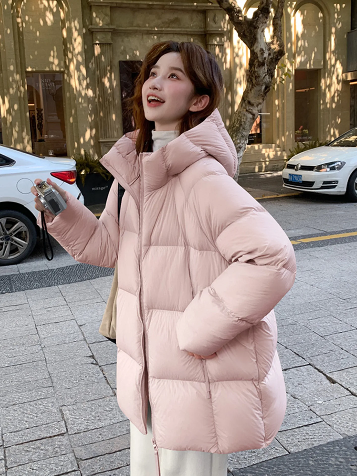 Small Down Jacket for Women Medium to Long 2025 New Style Puff Cotton Jacket Slimming Cotton Jacket Thickened Solid Color
