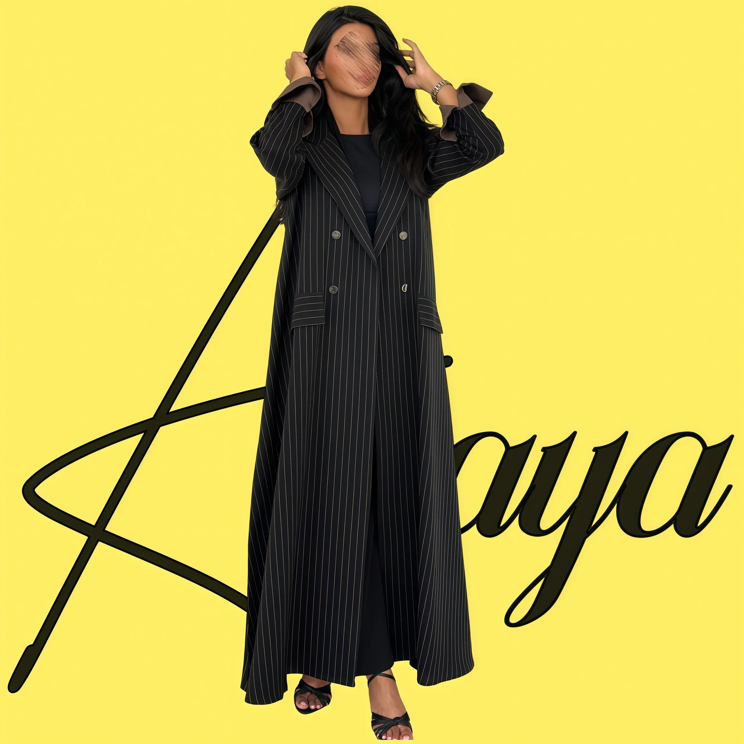 Striped Design Women's Gowns Cardigan Bay Elegant Long Dresses Commuter Abaya2025 Spring New