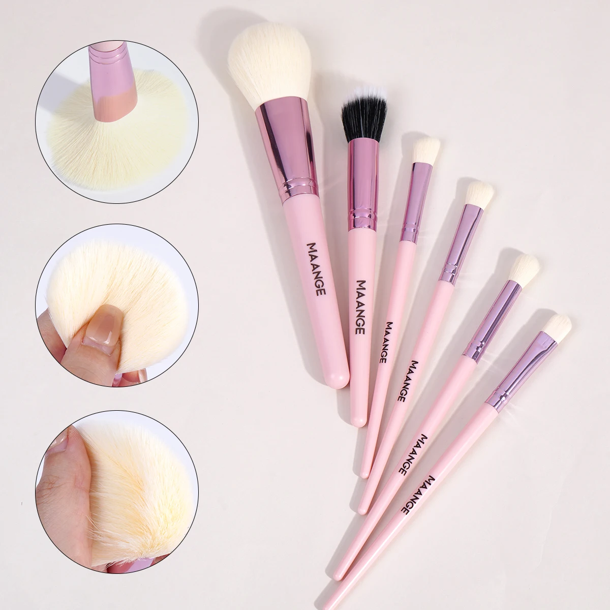 Maange 6 Stuks Make-Up Borstels Set Beginnersvriendelijk Voor Foundation Poeder Oogschaduw Zachte Borstelharen Gezicht Make-Up Tool Voor Reizen Schoonheid