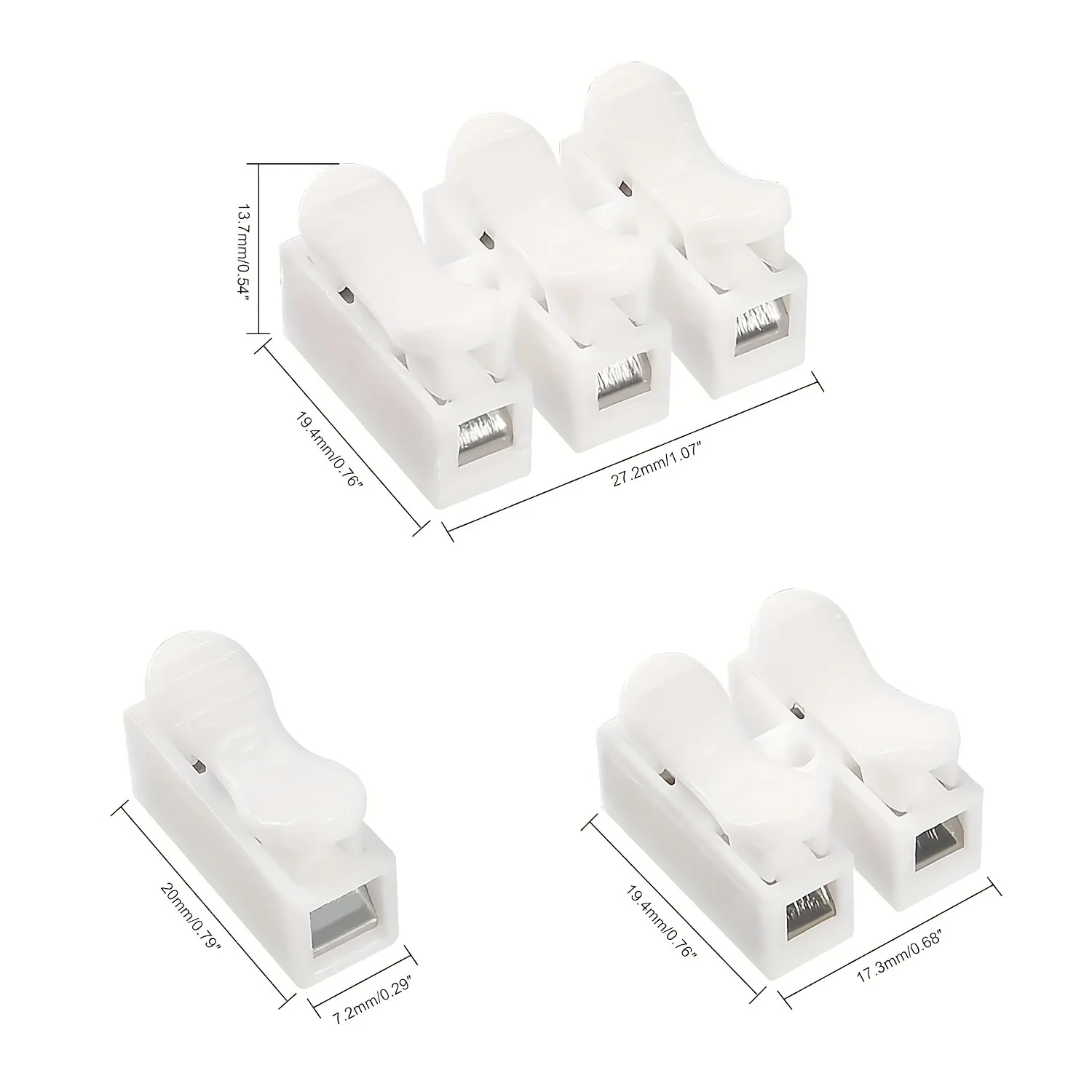 Quick Wire Connectors 1P 2P No Soldering Screwless Terminal Block Spring Clamp Cable Terminals for Electronics Wiring Connection