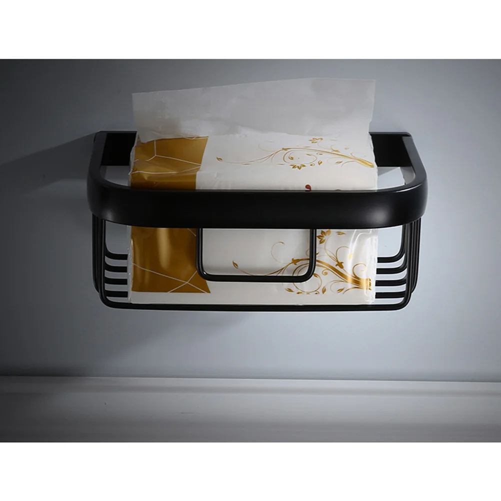 

Полка для ванной комнаты, настенное крепление, стеллаж для хранения, полка для душа, держатель для бумажных полотенец, тонкий дизайн, однотонный черный алюминий, современное решение