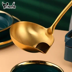 1PC Goud Roestvrij Staal Oliefilter Lepel Lange Steel Lepels Keuken Gadgets Olie Soep Aparte Vet Hot Pot Draagbare zeef