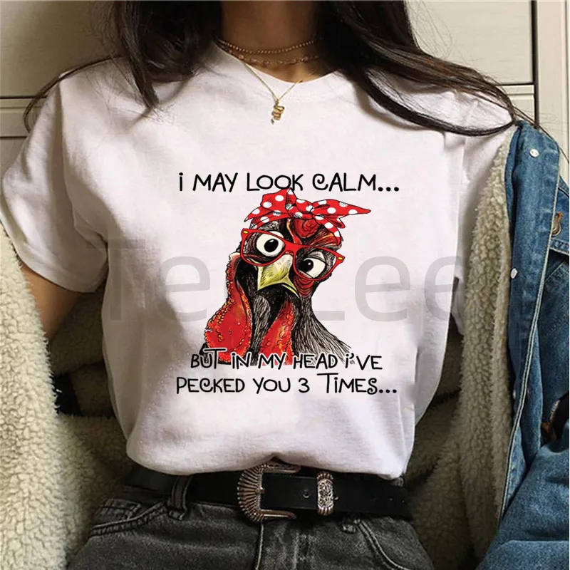 Funny Big Rooster T Shirt Women Harajuku Cereal Killer Cock Tops Tee Summer Tshirt Streetwear Female Tshirts 90s Graphic T-shirt