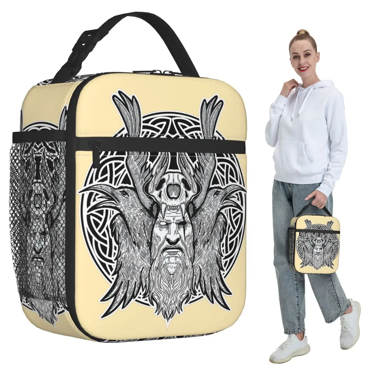 Odin Vikings Viking Legend Norse Mythology Rune Insulated Lunch Bag Women Office Cooler Thermal Food Box Tote Leakproof Lunch