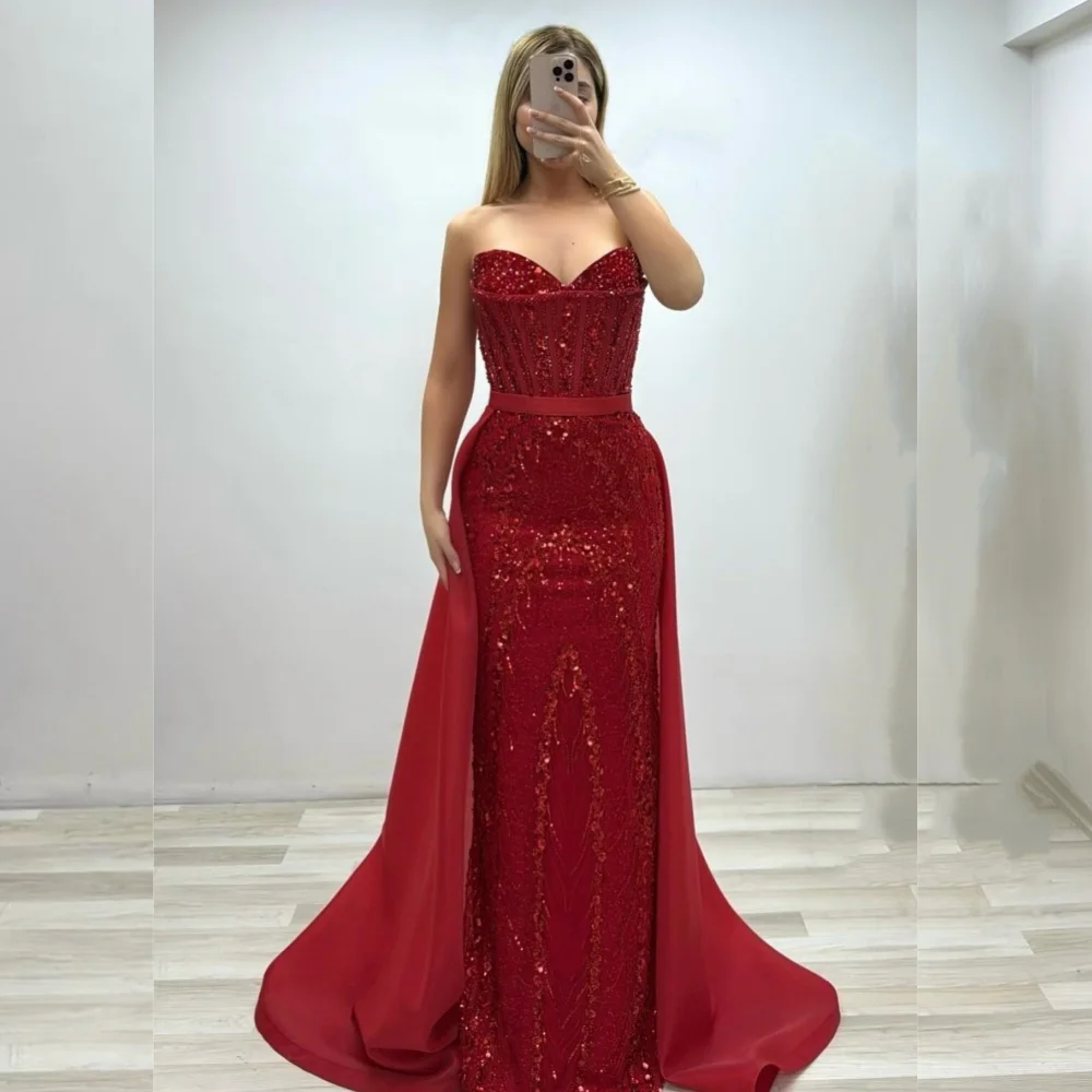 

Customized Sequined Sweetheart Neck Straight Long Dresses Bespoke Occasion Women Luxury Evening Elegant Party Wedding Sparkle