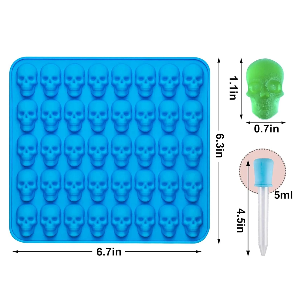 1/2/4pcs skull mini skull silicone mold used for making pet chocolate candy, jelly, gummies, ice cubes, snacks with droppe