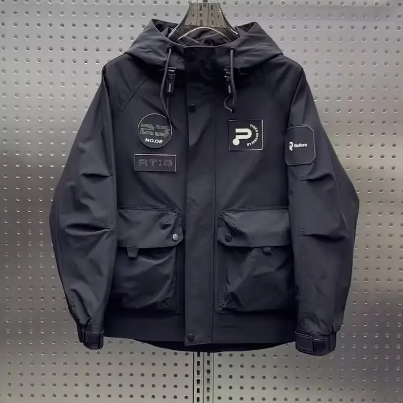 

Мужская повседневная куртка свободного кроя с капюшоном, весна-осень, новая молодежная модная модель из полиэстера, ветрозащитная верхняя одежда для активного отдыха
