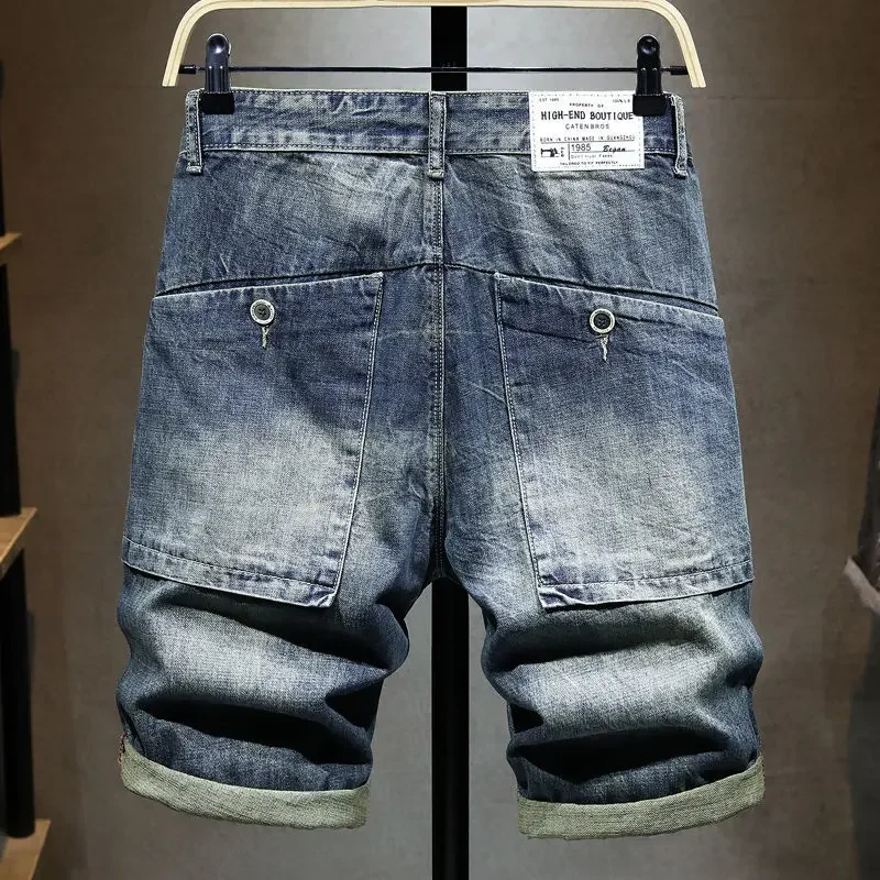 Mann Denim Shorts halbe Bermuda lange lose Cargo kurze Jeans Hosen für Männer baggy breite koreanische Mode dünne Verkauf blau xxxl neu in xl