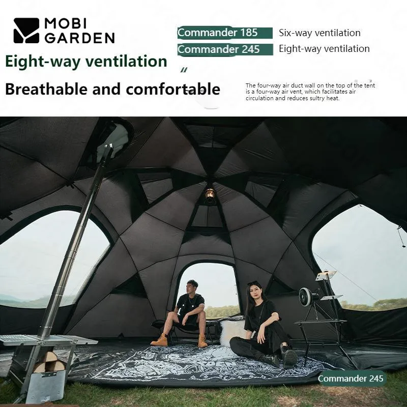 Mobi Garden 70D 230T Black Dome Camping Tent 8Persons Large Space Rainproof Tent Outdoor Hiking Spherical Four Seasons Tent