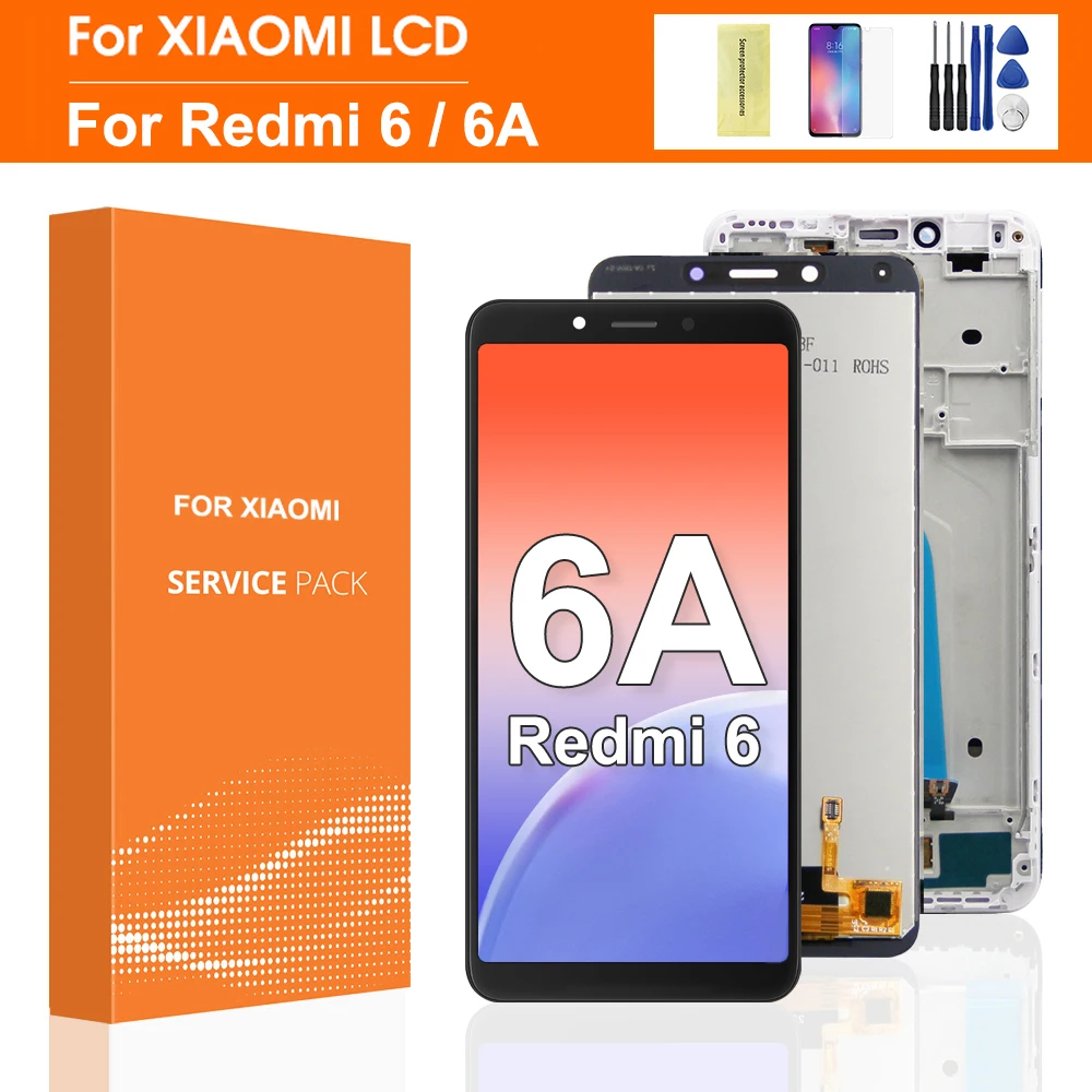 5.45\'\' For Xiaomi Redmi 6 LCD Display Touch Screen Digitizer Assembly Replacement Parts For Redmi 6A Screen With Frame