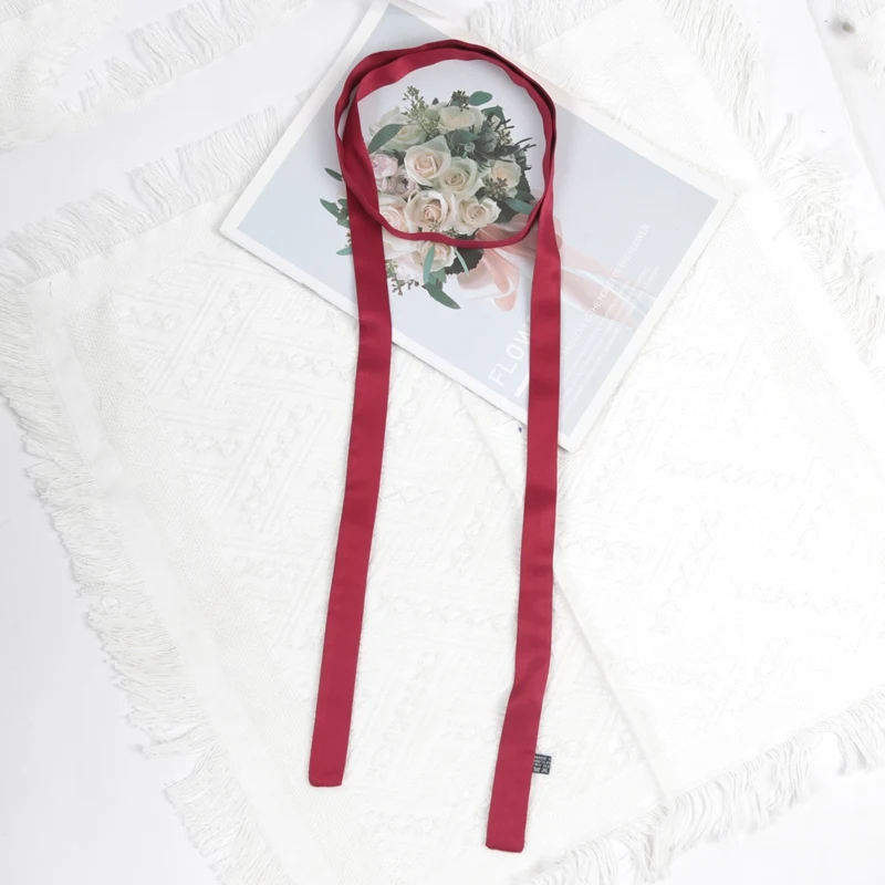 160cm x 2,5cm Langes, schmales Marken-Taschentuch für Damen – Kopftuch, Seidenschal, Wickeltuch, Satin-Halstuch, Bänder, Stirnbänder, Halstuch – Detail 11