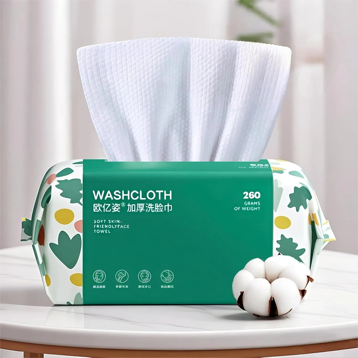 

Soft Disposable Face Towel, Cotton Dry Wipes 100 Count for Washing, Drying, and Makeup Remover
