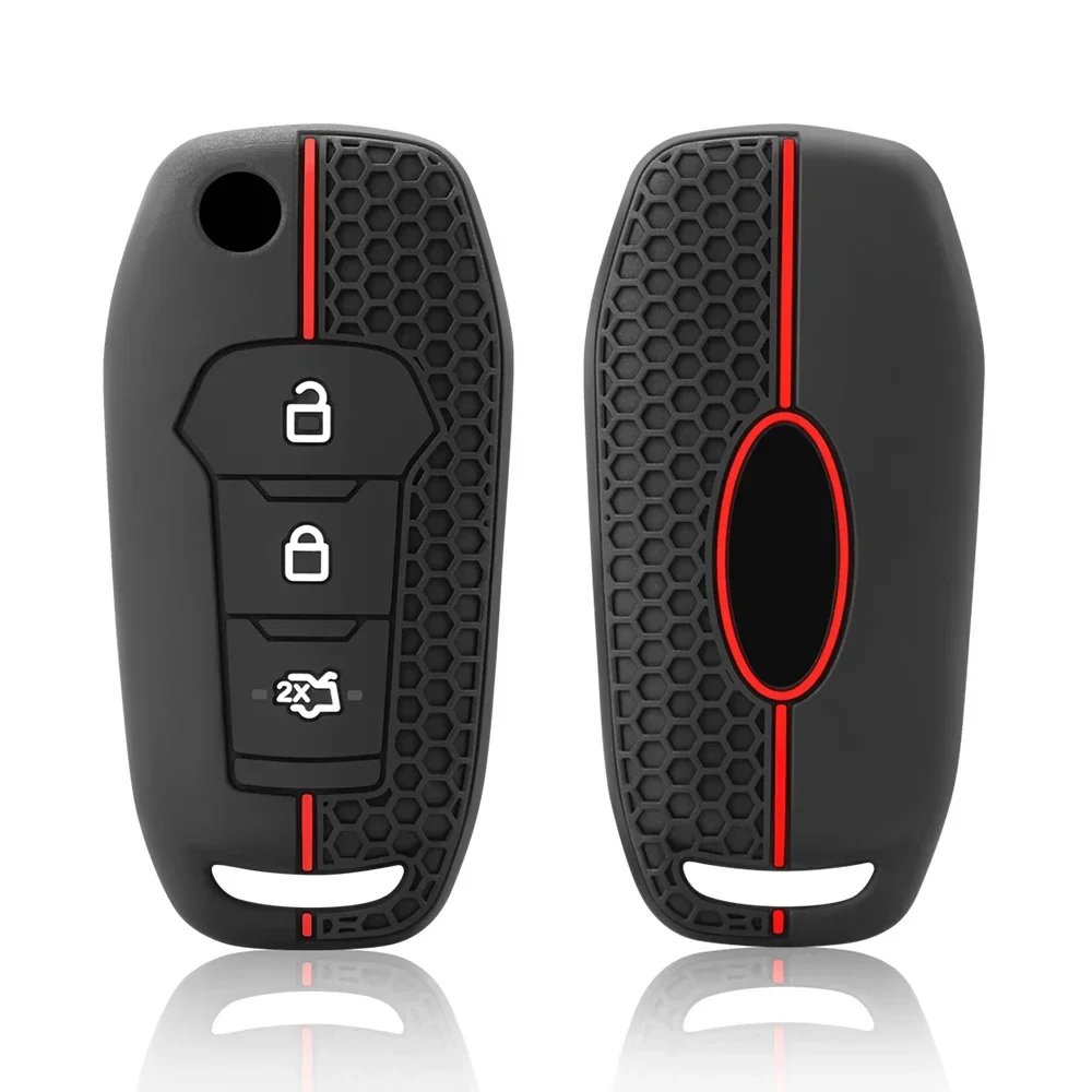 3 Buttons Silicone Car Remote Key Case Cover For Ford Figo 2017 Mondeo 5 Ecosport Puma 2020 Fiesta Mk8 Everest Ranger