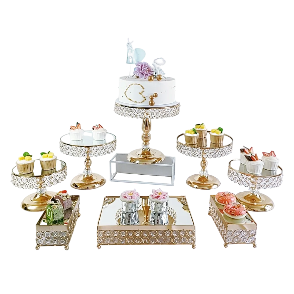 3Pcs-18Pcs/lot Gold silver Metal  Cupcake Stand,Heavy Duty Round 3 Tier Cake Display Tower, Iron Crystal Cake Dessert Fruit