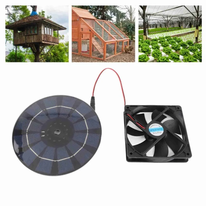 

3W Solar Panel Fan Low Noise Energy Saving Solar Mini Exhaust Fan For Chicken Coop Greenhouse