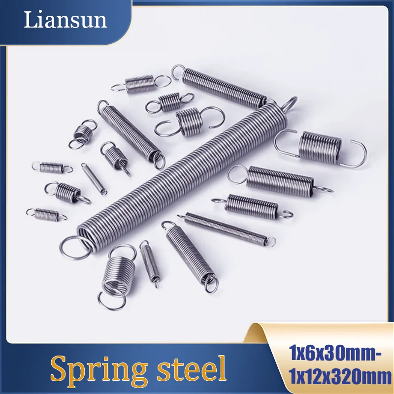 

1mm Wire Diameter Length 30-320mm Expansion Coil Spring Expansion Return Tension Spring Nickel-Plated Hook Expansion Spring