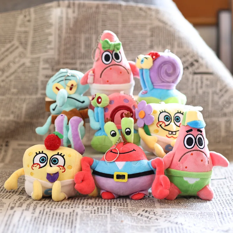 New modeI Spongebob-famous cute and adorable SpongeBob plush toy, keychain, bag hanger, doll accessory key ring