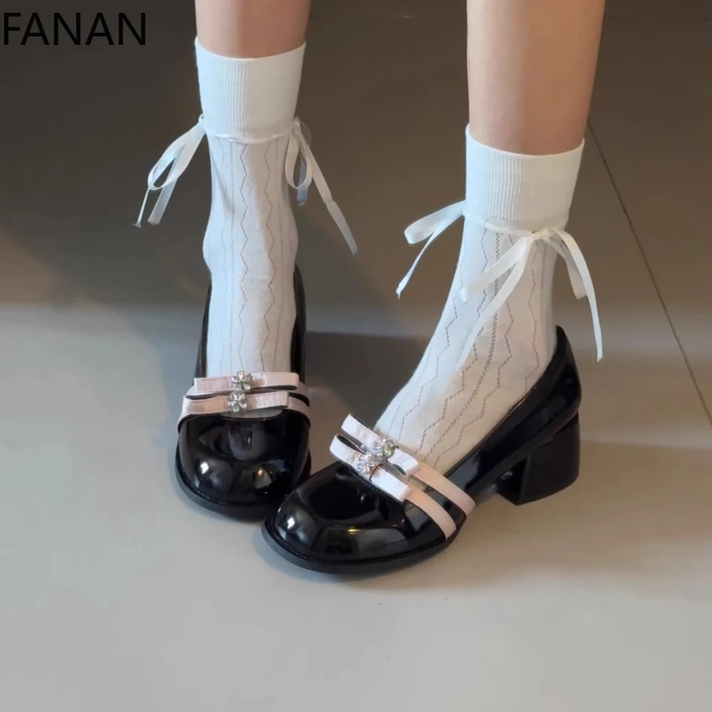 

Kawaii черная женская обувь на платформе, милые туфли Мэри Джейн на плоской подошве с круглой головкой для женщин, повседневные милые туфли-лодочки на высоком каблуке