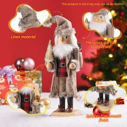 38CM Wooden Nutcracker Ornament Soldier Figure Handcraft Doll Home Office Table Xmas Decoration Statue Childrens Christmas Gift
