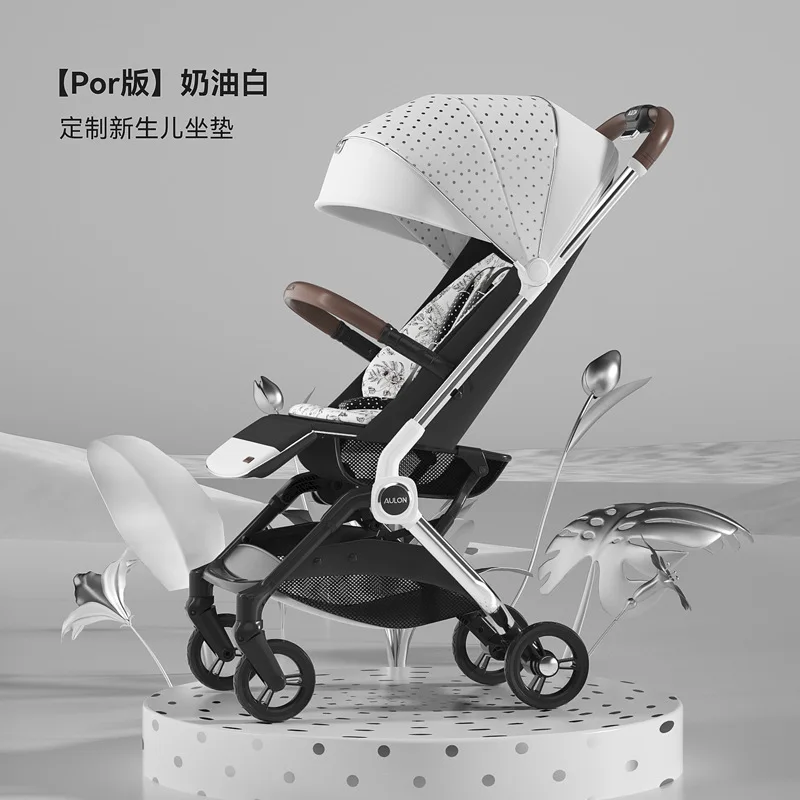 Lightweight baby stroller with high landscape can sit and lie down one button folding automatic baby umbrella cart