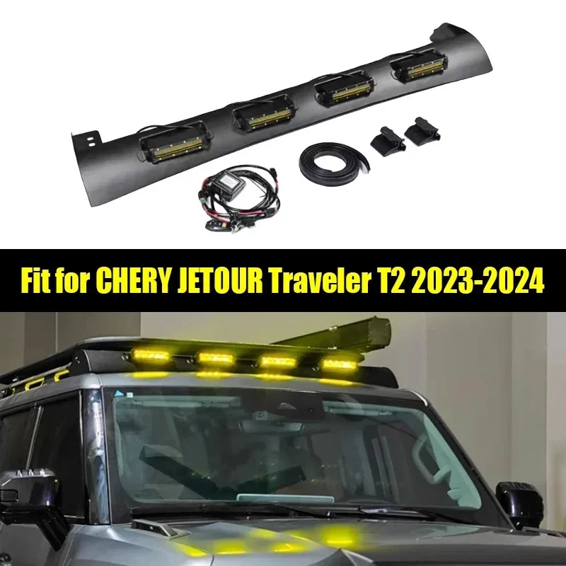 New! LED Off-road Searchlight Suitable for CHERY Jetour Traveller T2 2023 2024 Roof Spotlight Spoiler Car Off-road Trims Accesso