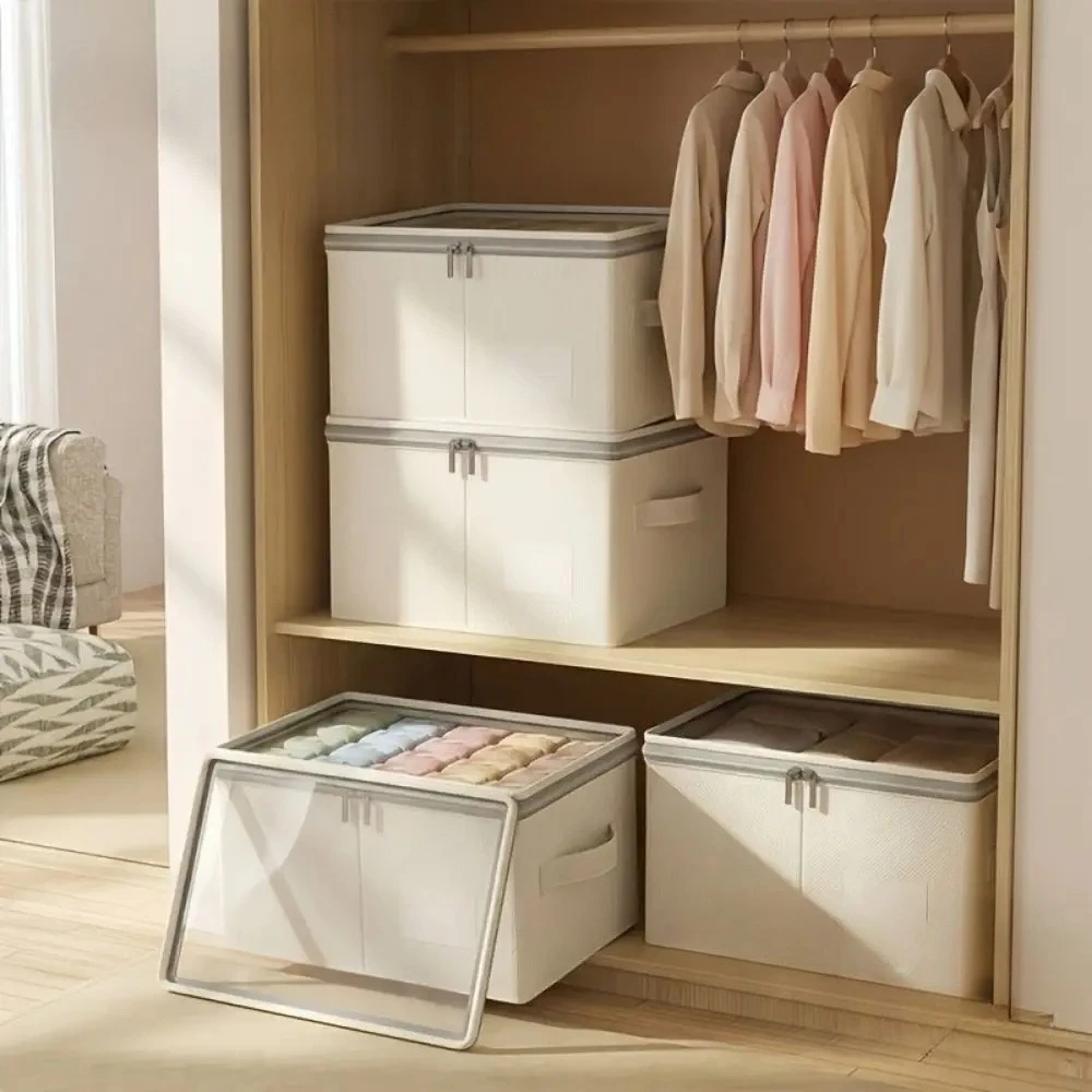 Large Capacity Foldable Clothing Storage Box with Clear Window for Down Jacket Quilt Organizer Box Home Bedroom Organization view 6