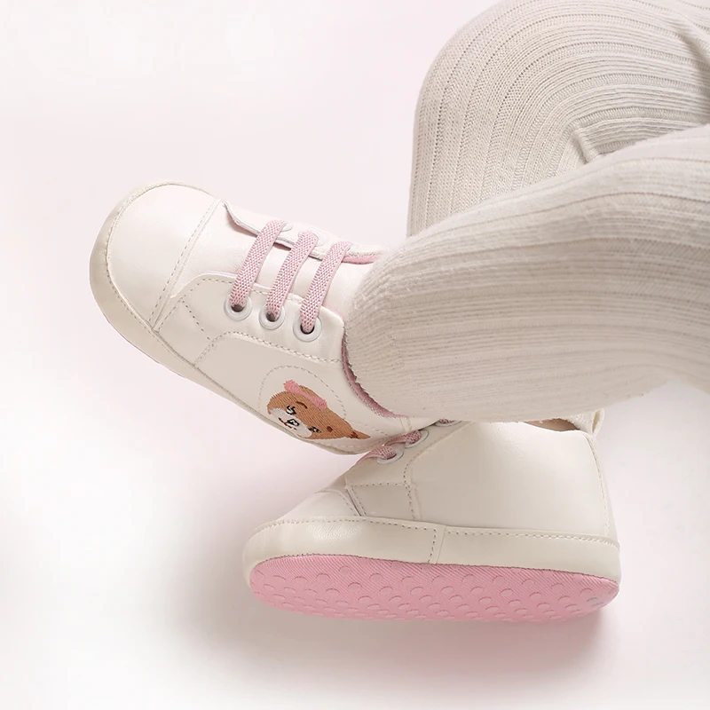 Frühlings- und Herbst-Babyschuhe, Lauflernschuhe, niedlicher Bär, 0-18 Monate, Babyschuhe, lässige, weiche Stoffsohle, weiße Schuhe, Sportschuhe – Detail 15