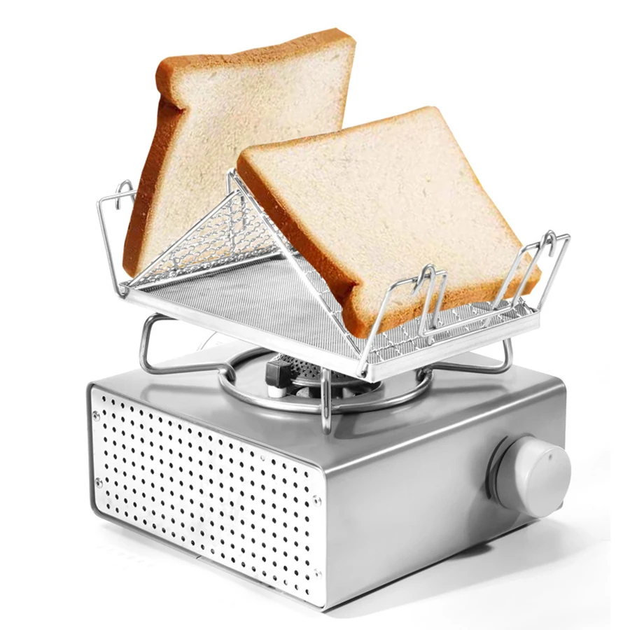 

Stainless steel toaster picnic camping toast toaster kitchen home baked rice cake grilled fish folding direct fire grill rack.