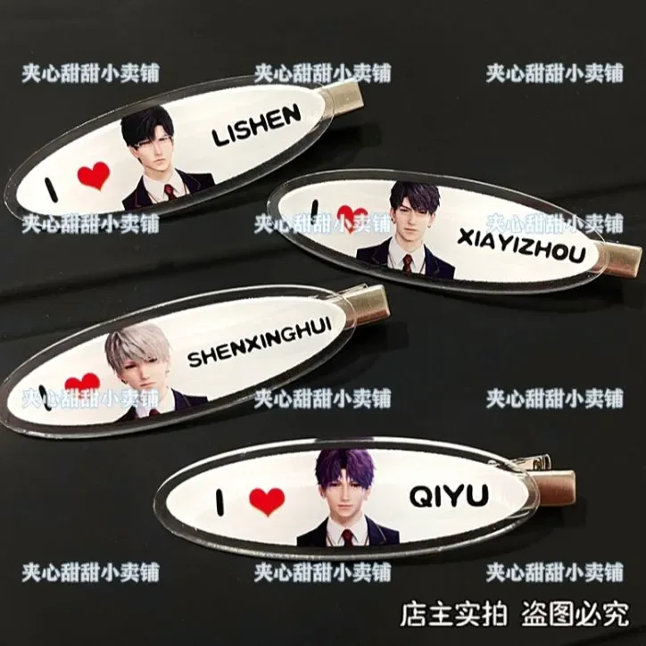 Anime love and deepspace rafayel sylus zayne caleb xavier Acrylic Hair Clips Side Barrettes Cute Cartoon Hair Ornament Gift view 2