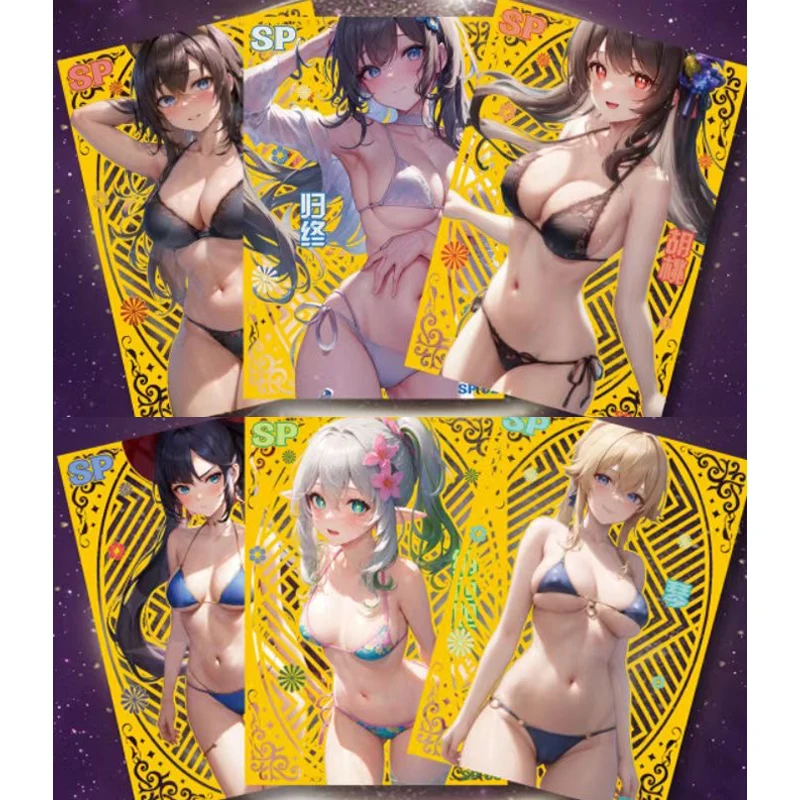 Sexy Girl Goddess Nude Card ACG Goddess Story Card Metal Hollow Card Black Silk Uniform Sexy Girls Big Breasts and Perky Butt