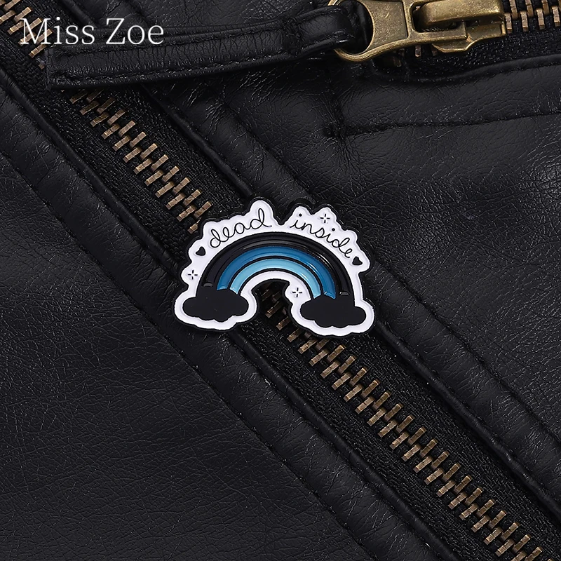 

Dark Wind Black Clouds Rainbow Enamel Pins Dead Inside Negative Quote Metal Brooches Shirt Lapel Badge Jewelry Gifts For Friends