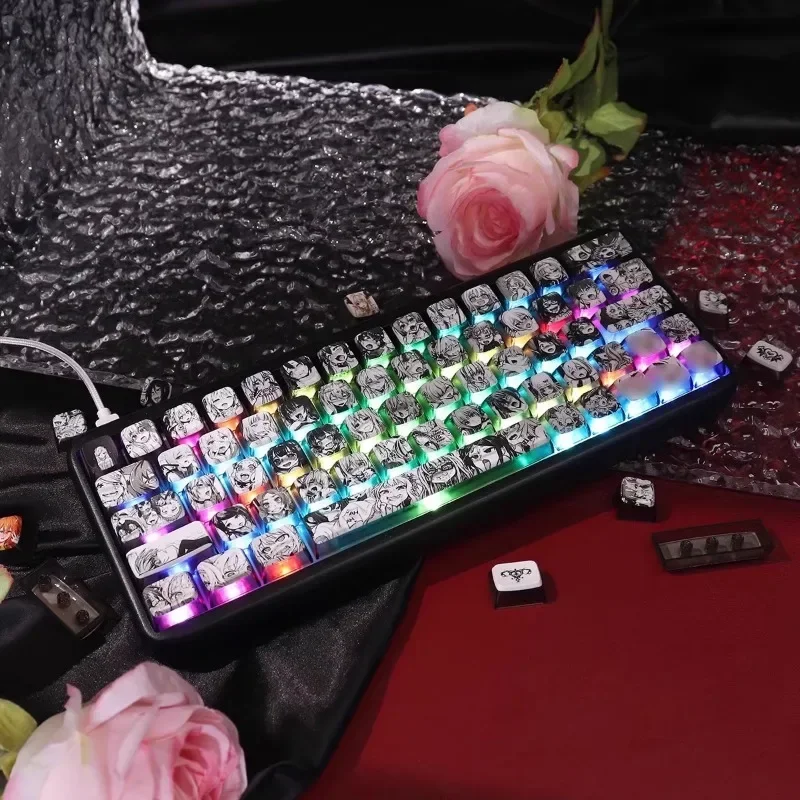 MXスイッチメカニカルキーボード用のかわいい女の子の半透明のキーキャップ、OEMアニメキーキャップ、DIYカスタムキーキャップ、OEMプロファイル、1セットあたり108キー