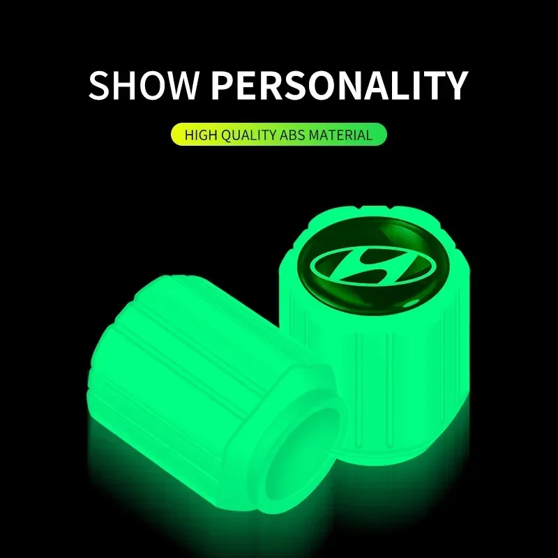 4 قطعة قبعات صمام إطارات السيارة المضيئة الفلورسنت ليلة توهج ديكور لشركة هيونداي أيونيك سوناتا إلنترا سولاريس كريتا أكسنت سانتافي #3