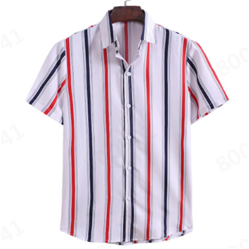 2024 Street Simplicity Stripe Print Men Women Shirts New Fashion Short-sleeved T-shirt Ropa Hombre Daily Casual Lapel Party Tops