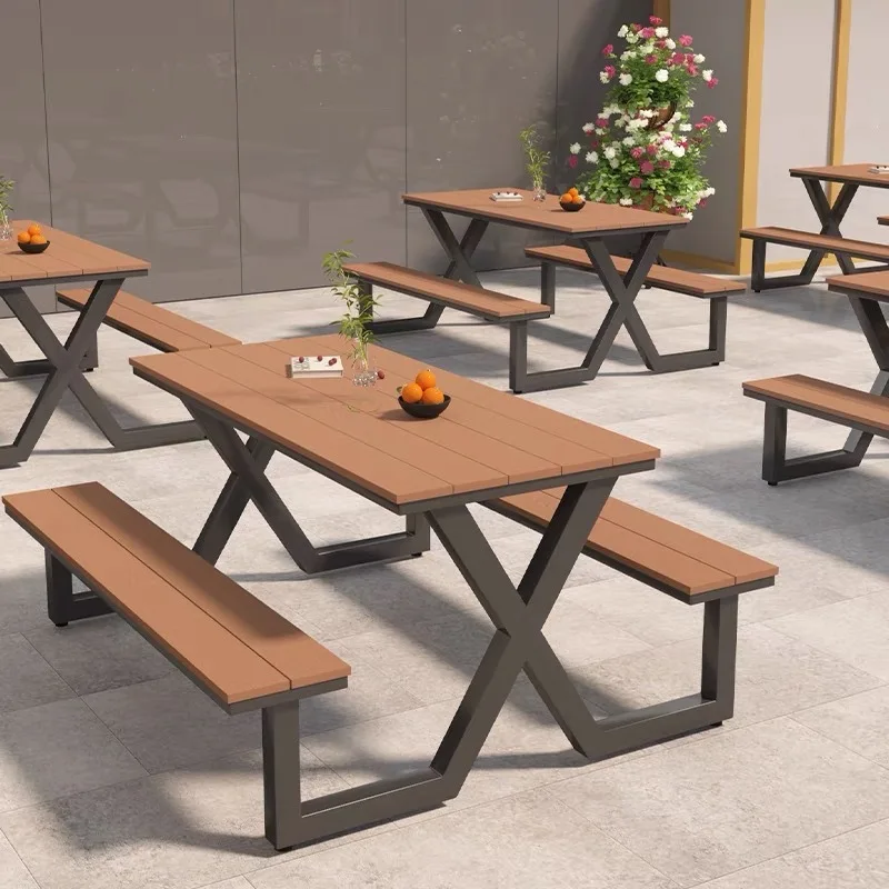Bench square modern simple scenic area rectangular courtyard outdoor wrought iron combination table and chair park
