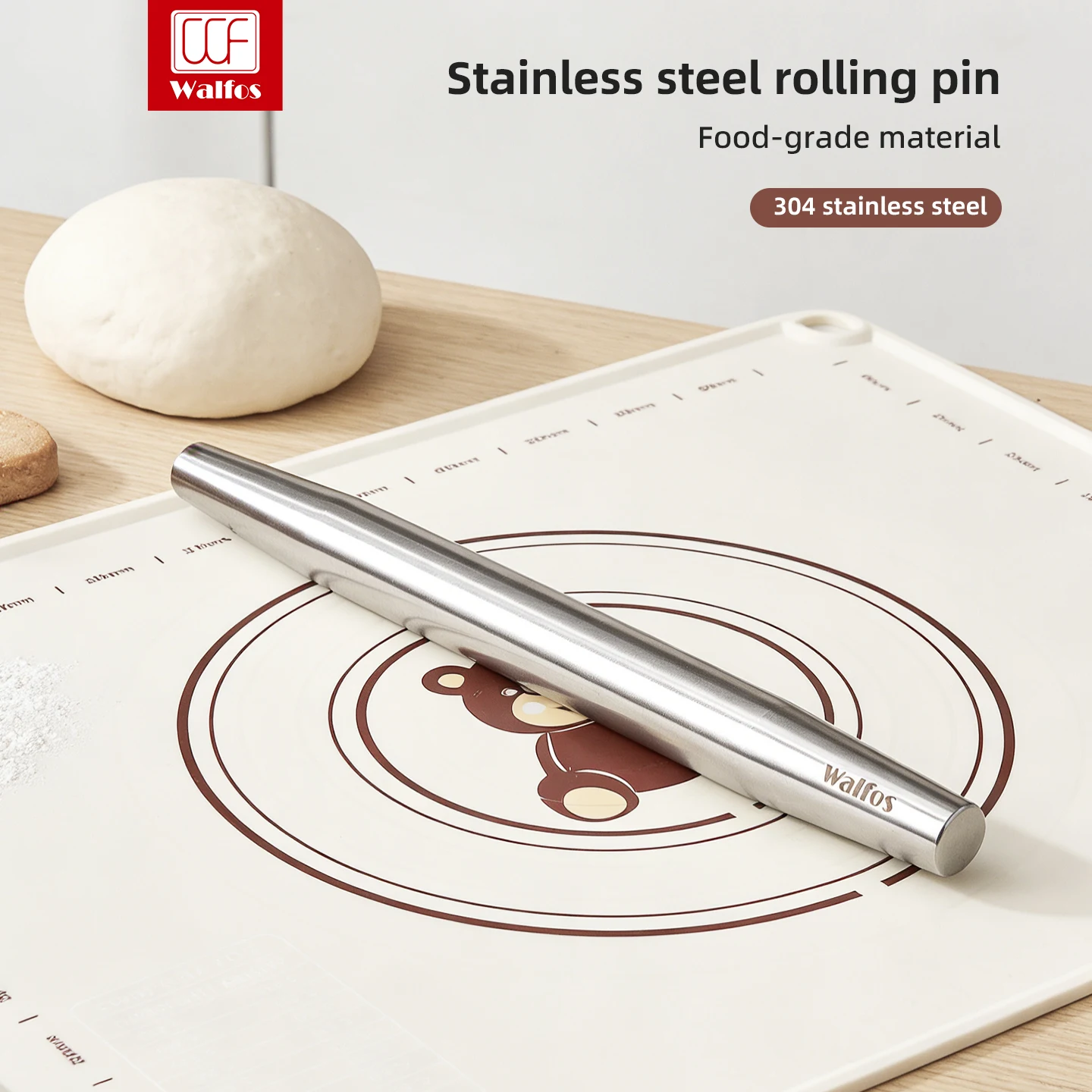 Валик для теста WALFOS из нержавеющей стали с антипригарным покрытием, для пиццы и кондитерских изделий, с тиснением, кухонные принадлежности