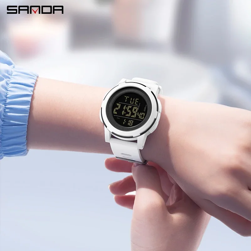 SANDA New Men Sport Wristwatch Luxury Luminous LED Analog Digital Display Stopwatch Waterproof Male Electronic Stopwatch Clock(F