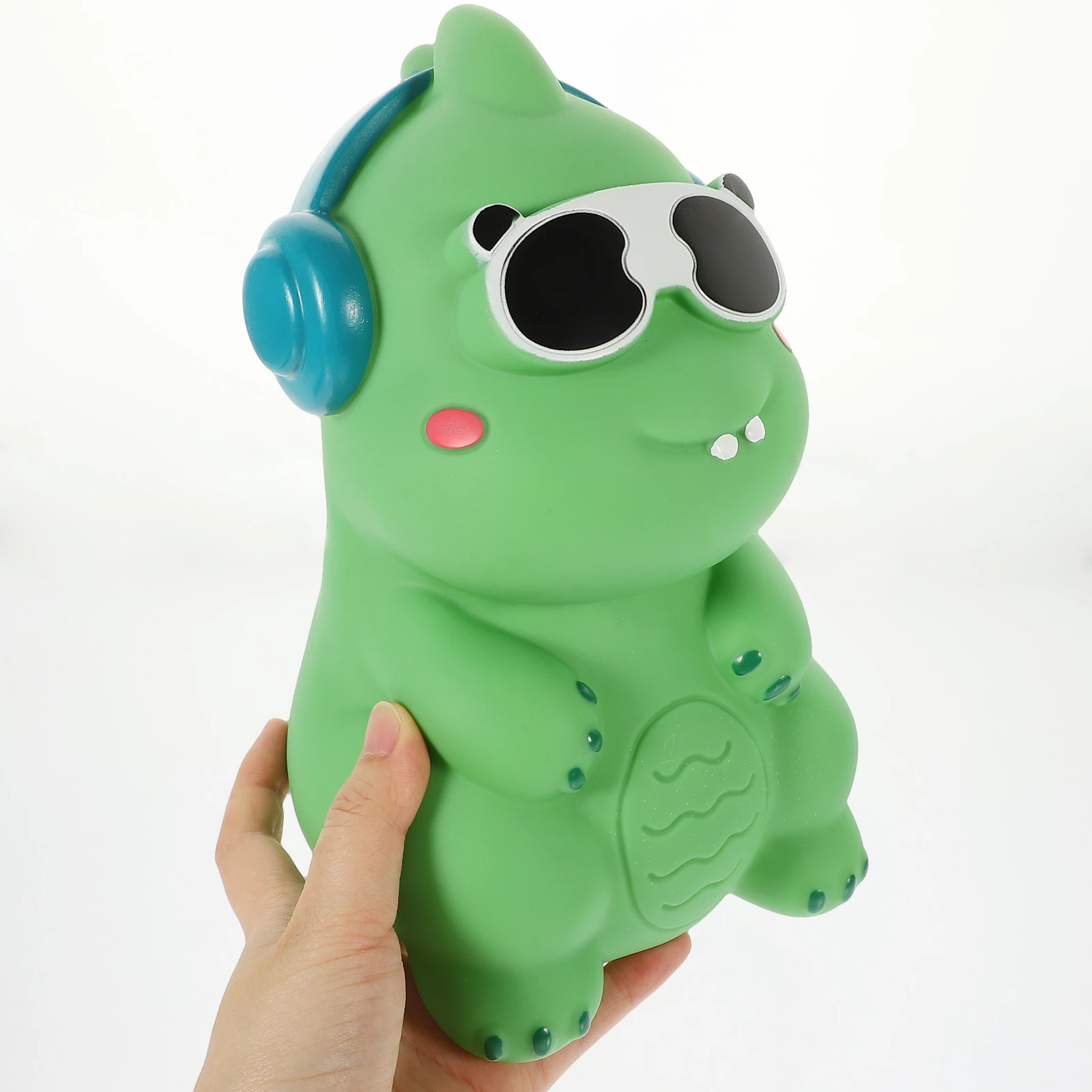

1pc Music Dinosaur Piggy Bank Green Vinyl Saving Pot for Coins Decor Gifts Kids Study Bedroom Living Room Cartoon