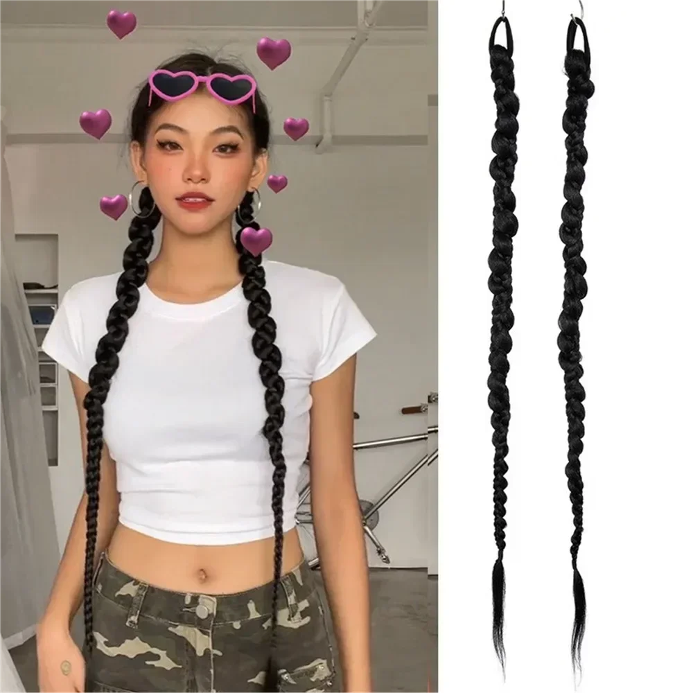 

Simulated Ponytail Synthetic Wig for Women Sweet Cool Daily Boxing Braids Accessories Braids Easy To Wear Ponytail Wig 70cm