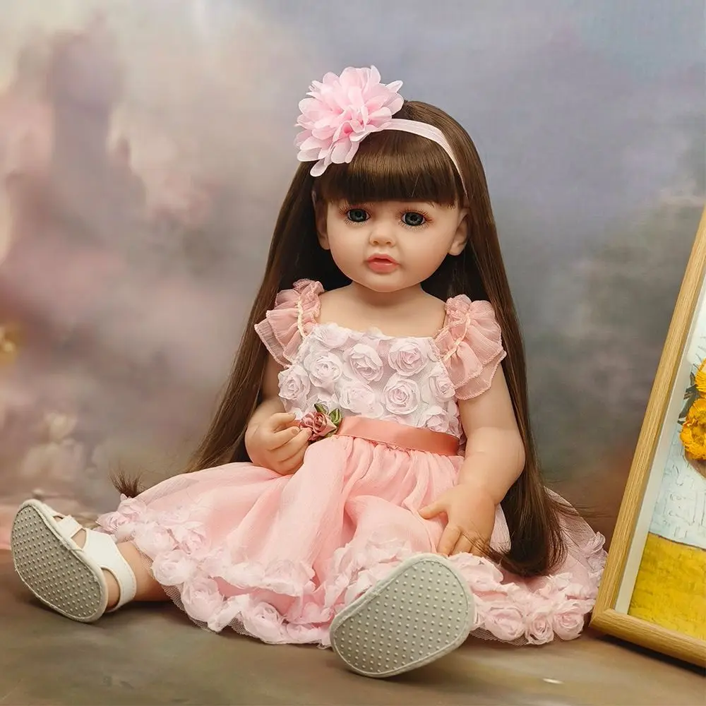 

55CM Realistic Reborn Girl Doll Full Soft Vinyl 22Inch Newborn Princess Dress Up Simulation Toy For Kids Birthday Gifts