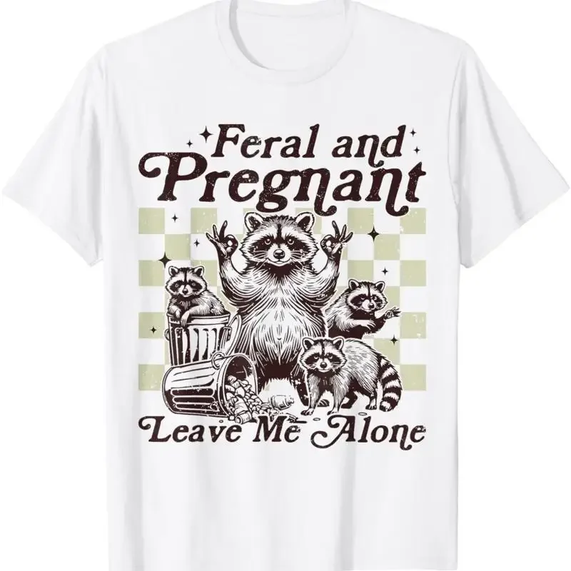 

Feral and Pregnant Raccoon Funny Pregnancy Announcement T Shirt