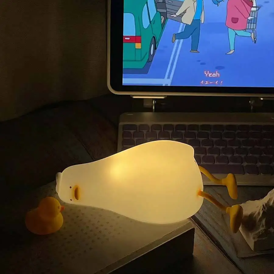 USB akumulatorowa kaczka LED lampka nocna Pat lampa silikonowa rozrządu ściemnianie nocna wystrój pokoju domowego lampka nocna dla dzieci prezent