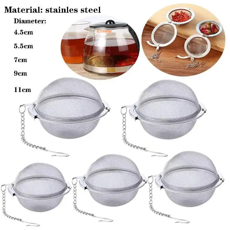 Infusor de té de acero inoxidable de 3 tamaños, esfera de bloqueo, colador de bola de té de especias, infusor de malla, coladores de filtro de té, accesorios de cocina