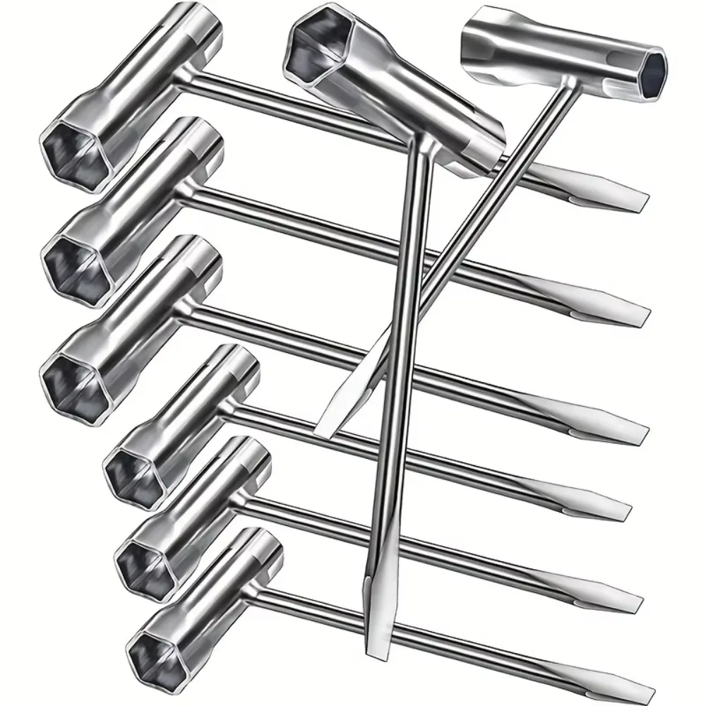 High Quality Multi-purpose Mechanical Wrench Double Head 13/19mm Scrench T Wrench Sturdy Portable Saw Chain Wrench Garden Tools
