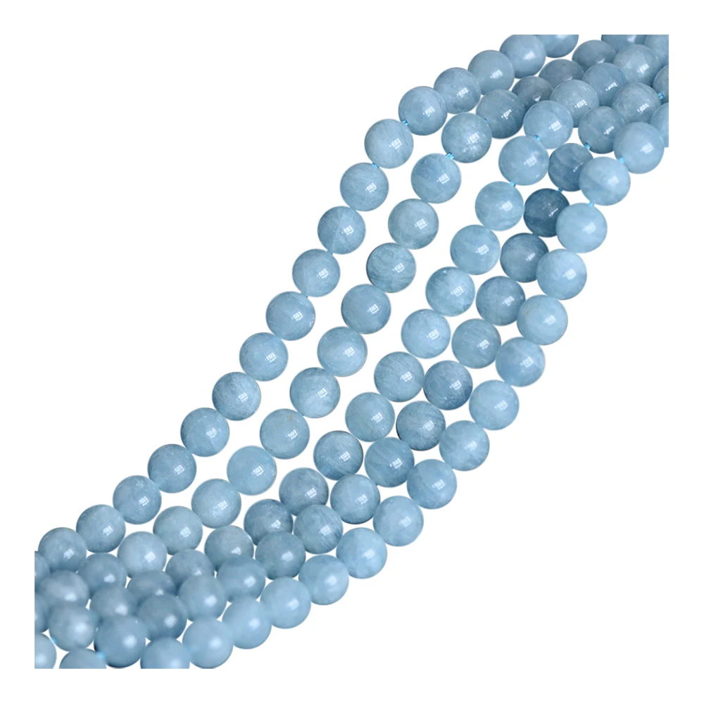 

Grade AAA Natural Aquamarine Beads NOT Dyed 5.5mm 6mm 8mm 10mm Smooth Polished Round 15 Inch Strand