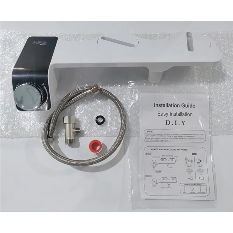 

AA63 HOT Bidet Attachment Ultra-Slim Toilet Double Nozzle Spiral Adjustable Water Pressure Non-Electric Sprayer With Hose