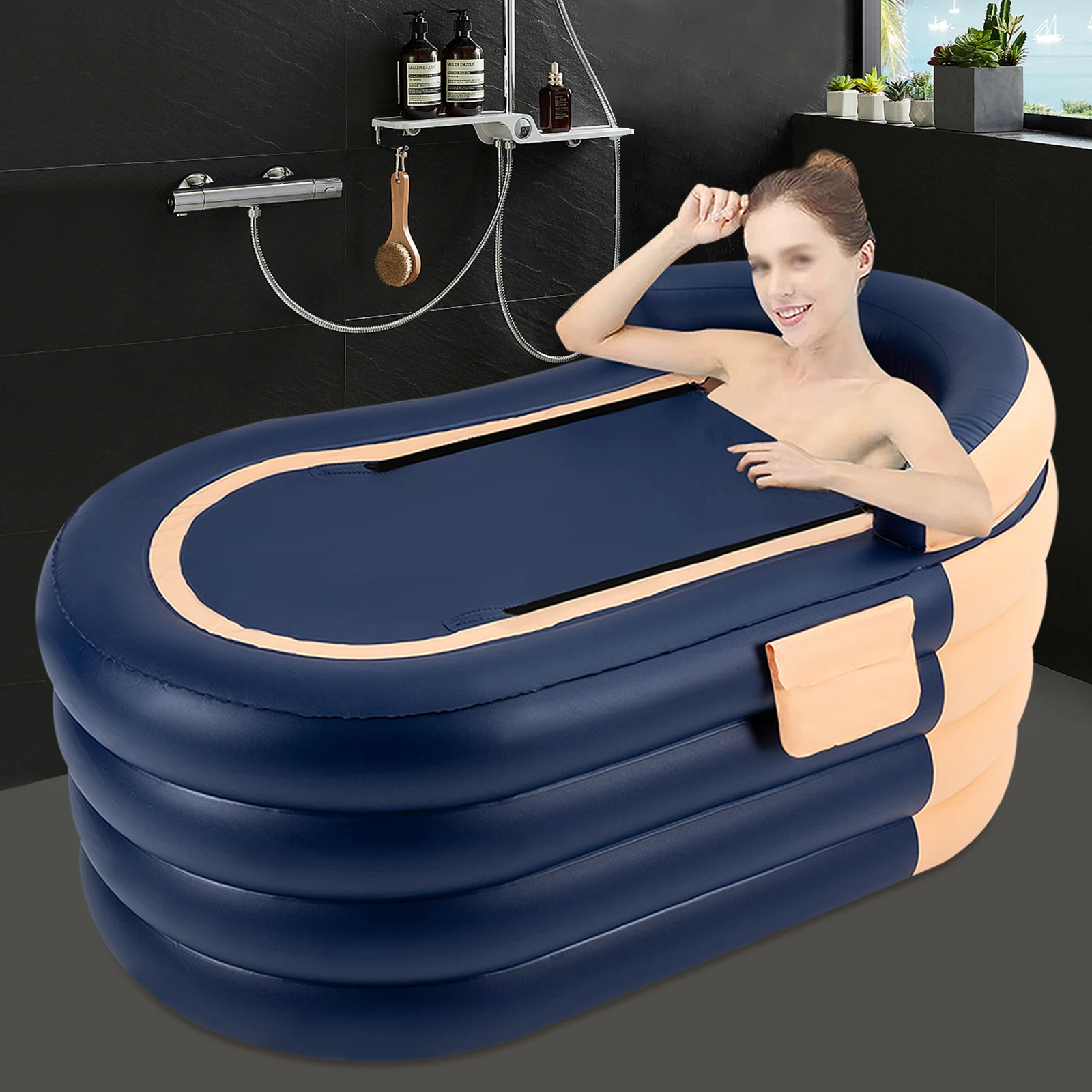 

Inflatable adult bathtub with wireless electric air pump, 84*140*74cm Suitable for hot water bath & ice bath