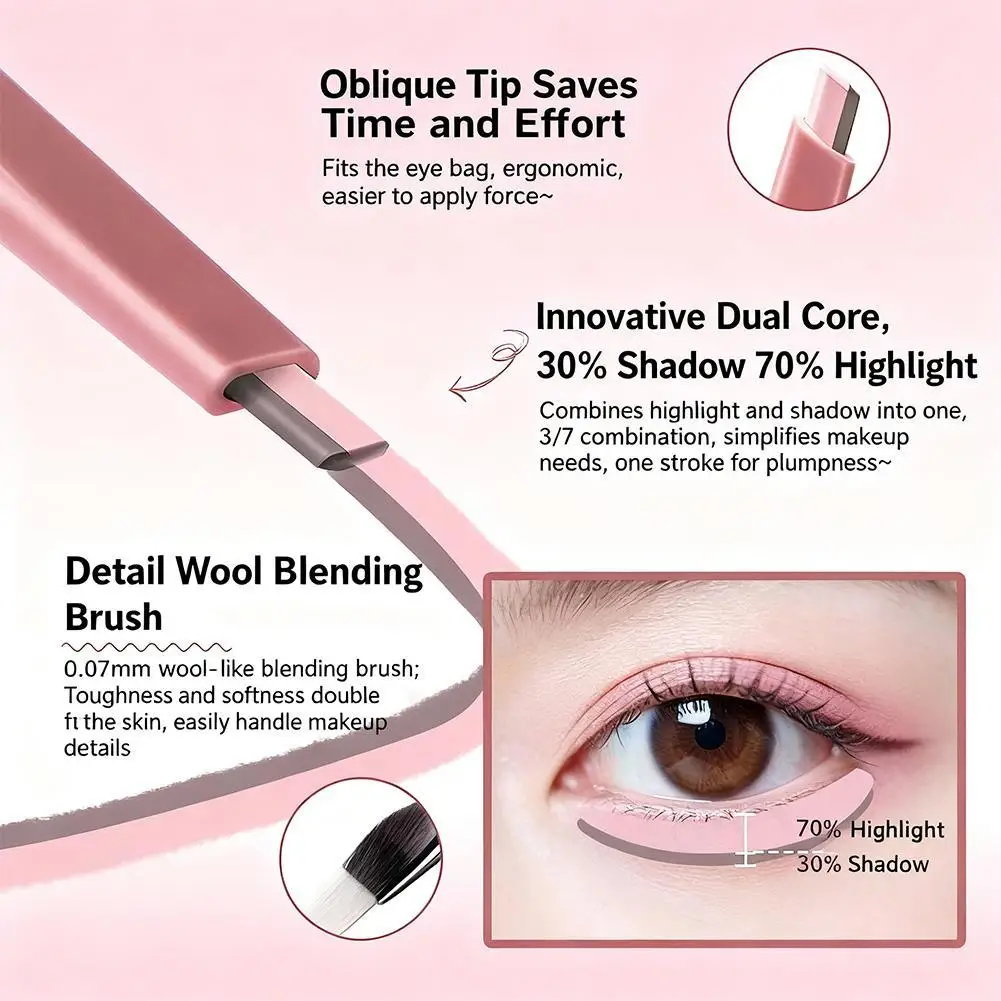 

1pcs Mulitfuntiona Double Ended Lying Silkworm Pencil Highlighter Makeup Pen Nude Liquid Contour Liner Eye Brightener