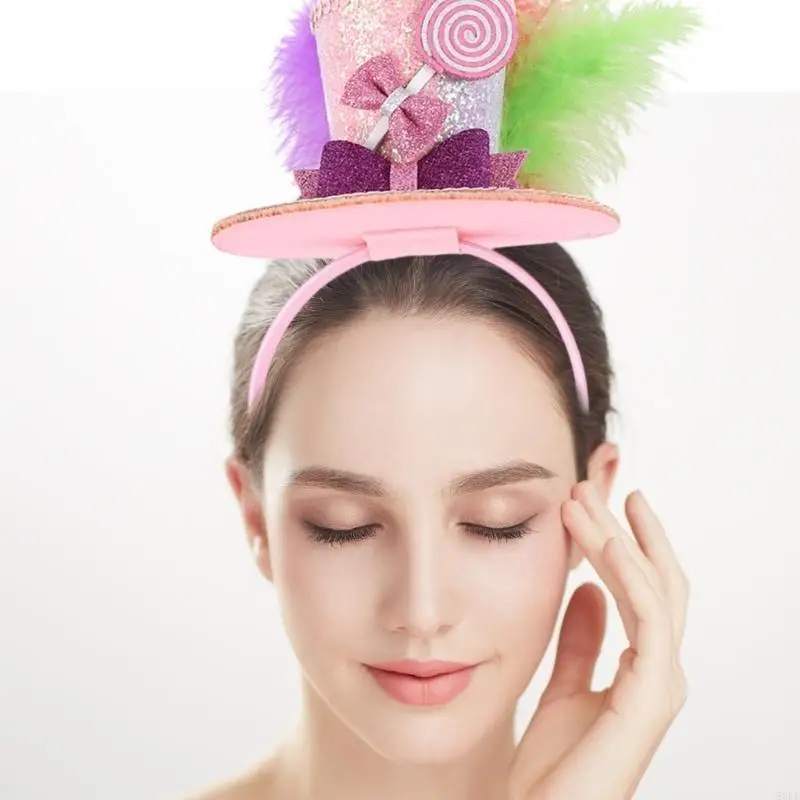 50LE Carnivals Party Hat Headpiece for All Age Person Creative Birthday Headwear Top Hat Hairhoop Holiday Festival Headdress